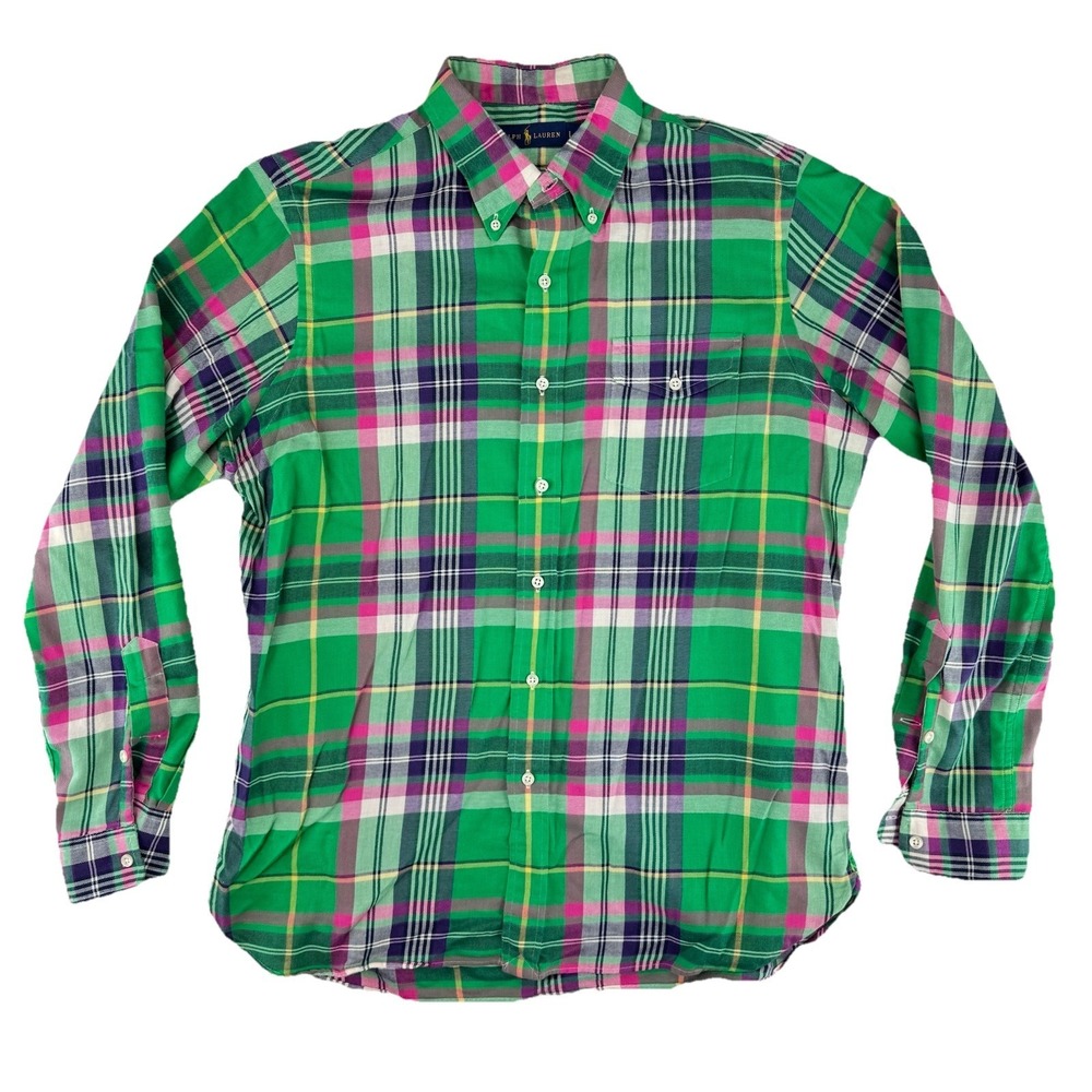 Ralph Lauren Plaid Button Up Shirt Mens‎ Large Cotton